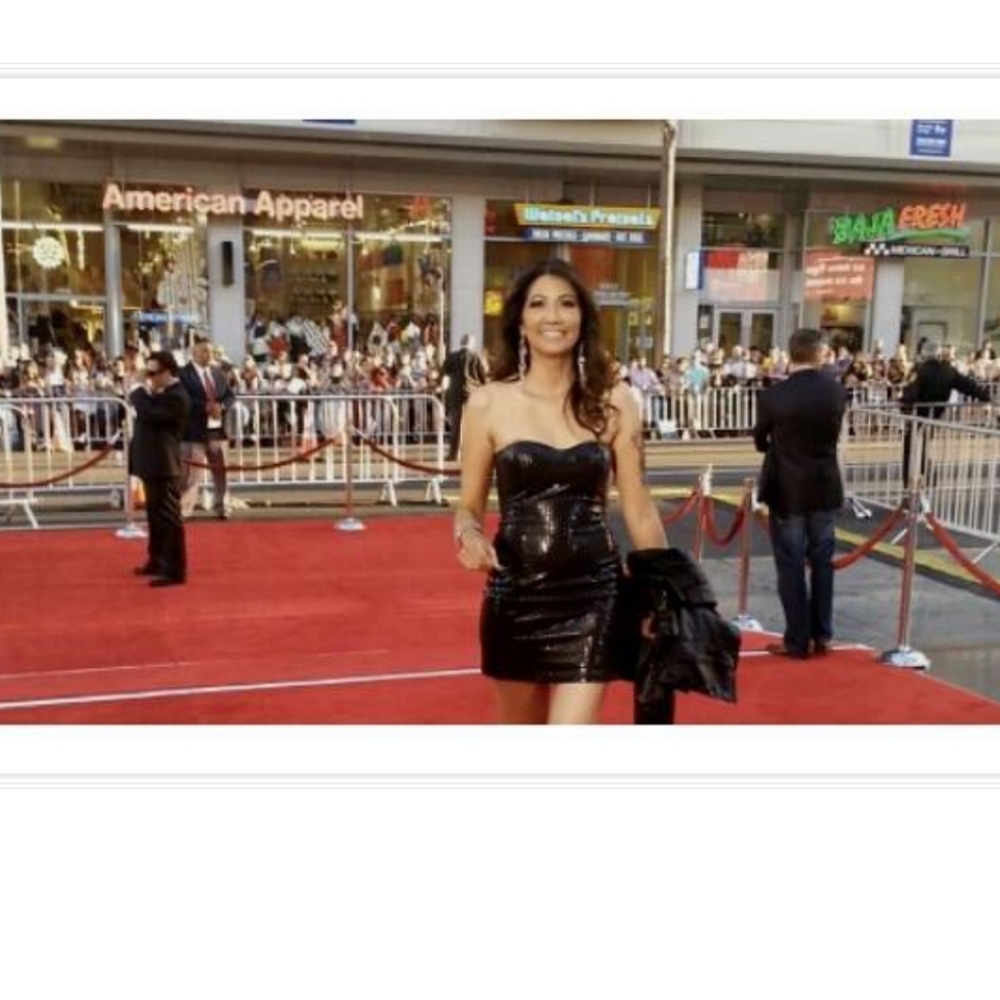 Black strapless Bebe dress
